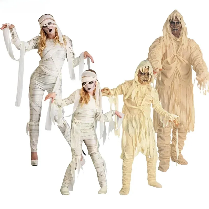 Kinderen Volwassen Oude Egyptische Mummie Cosplay Kostuums Grappige Dood Ouder-Kind Verkleden Halloween Carnaval Feest Zombie Verkleedkleding - afbeelding 2