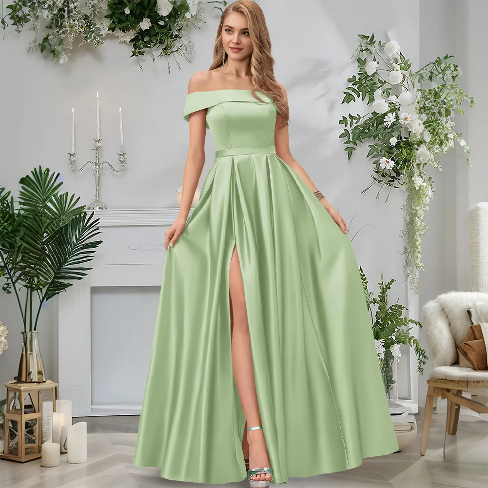 

​​Prom Dresses 2025 Ball Gown Princess Off Shoulder Satin Evening Gowns Floor-Length Peacock Wedding Prom Party Dress​