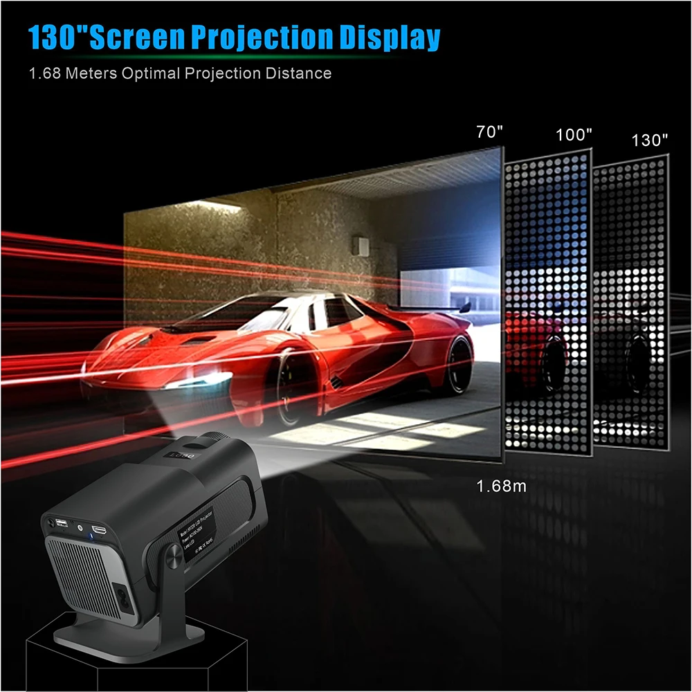 Proyector 4k Hy320 para cine en casa, dispositivo portátil con Android 11, 1080P, Dual, Wifi6, BT5.0, para exteriores, actualizado, HY300, para IOS y teléfono