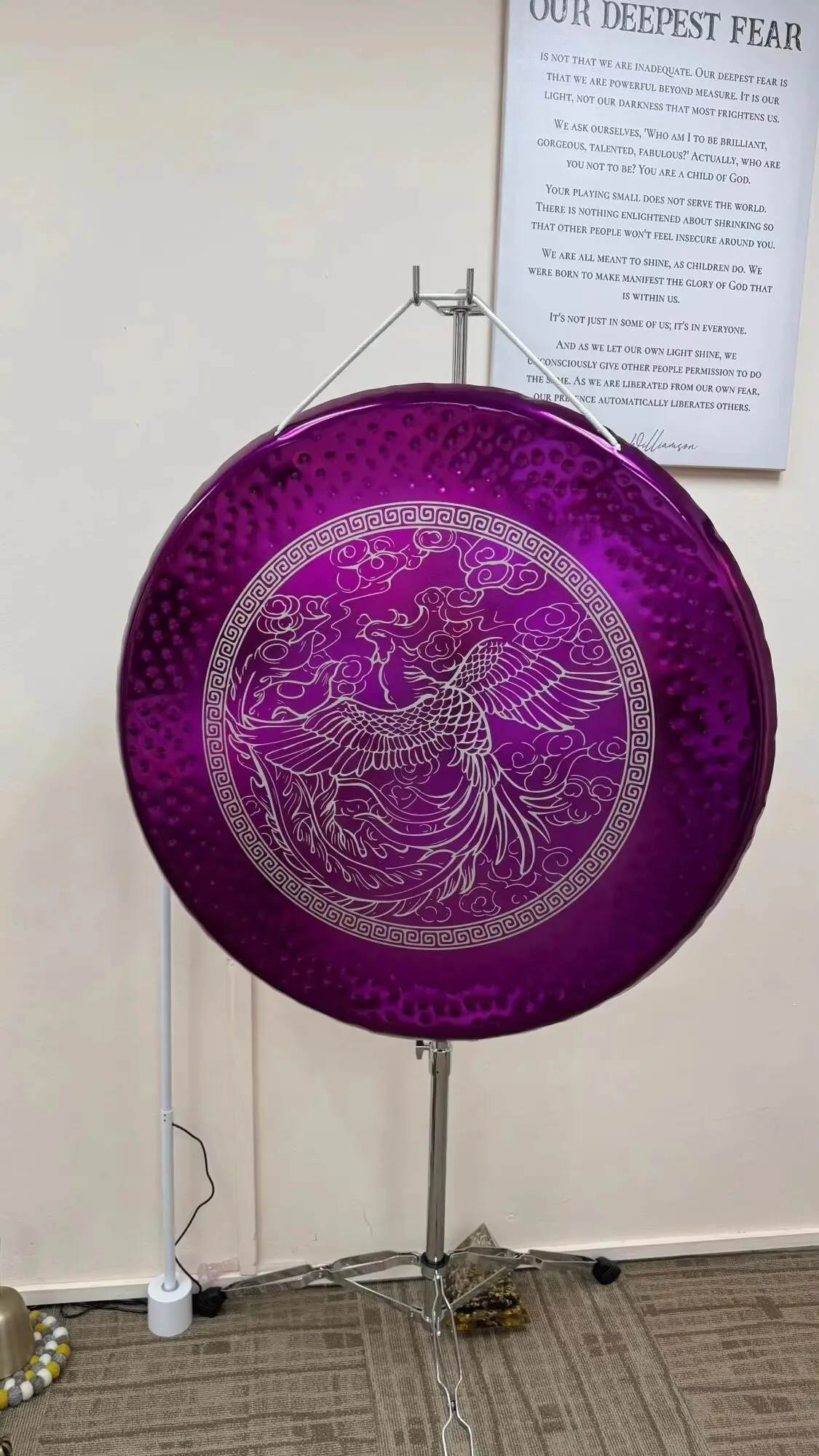 Pink Phoenix Chau Gong, 80cm Alloy Sound Healing Gong for Sound Bath Meditation Yoga Sound Therapy