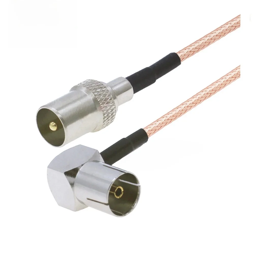 Câble TV 75Ohm RG179 mâle vers TV femelle 90 ° Prise à Angle droit 75Ω RG-179 Pigtail TV antenne cordon cavalier TV antenne RF câble Coaxial