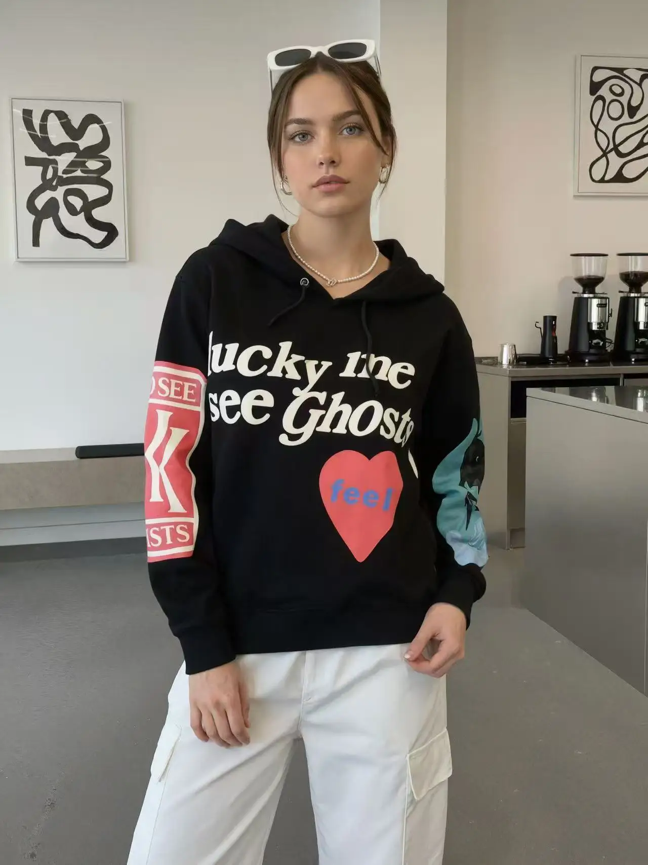 Fashion bubble print hooded sweatshirt, casual loose long-sleeved pullover, relaxed sport shirt, fashionable hoodie