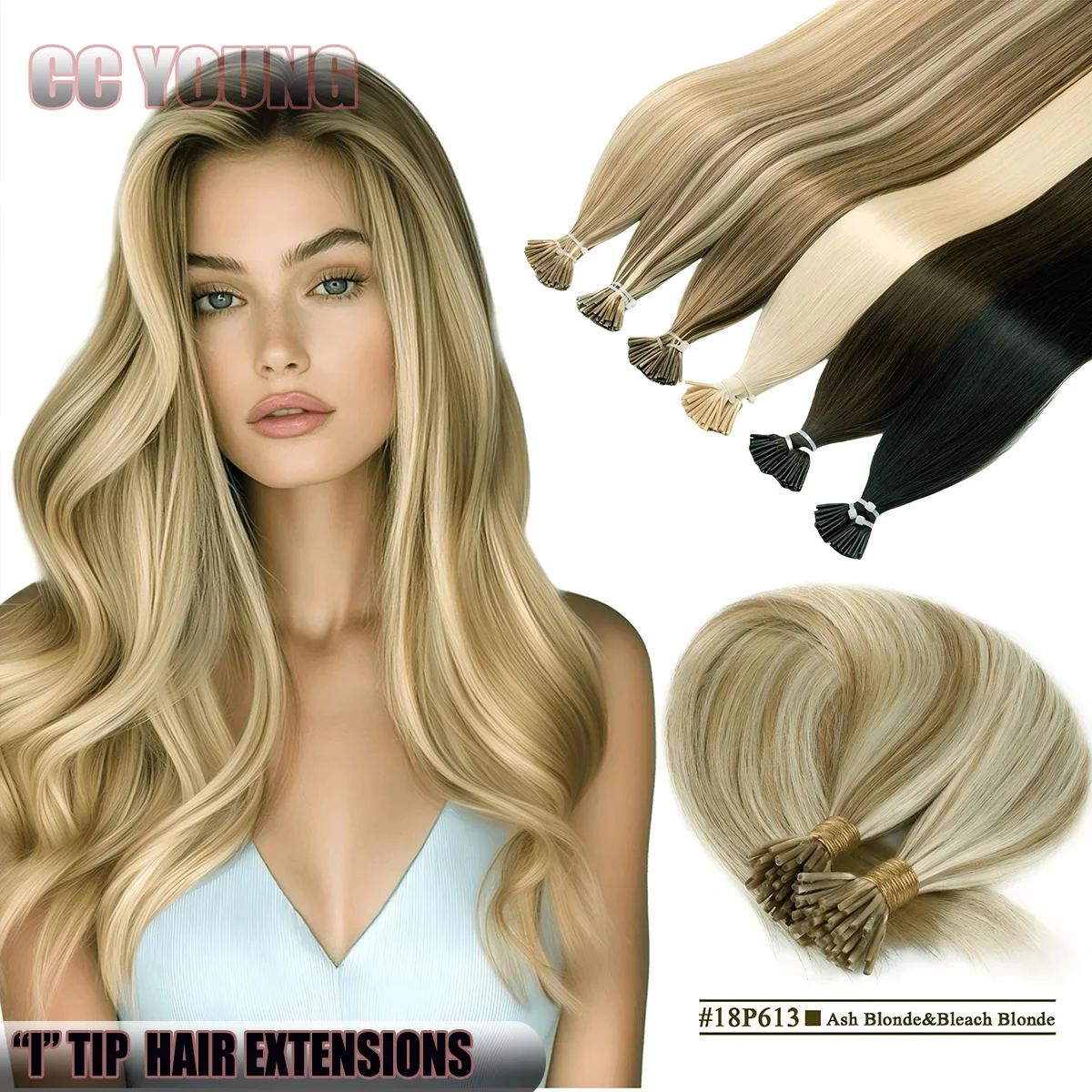 50 Strands I Tip Human Hair Extensions Straight Remy Pre-Bonded Add Length & Volume Natural Looking Hair Extensions P18/613