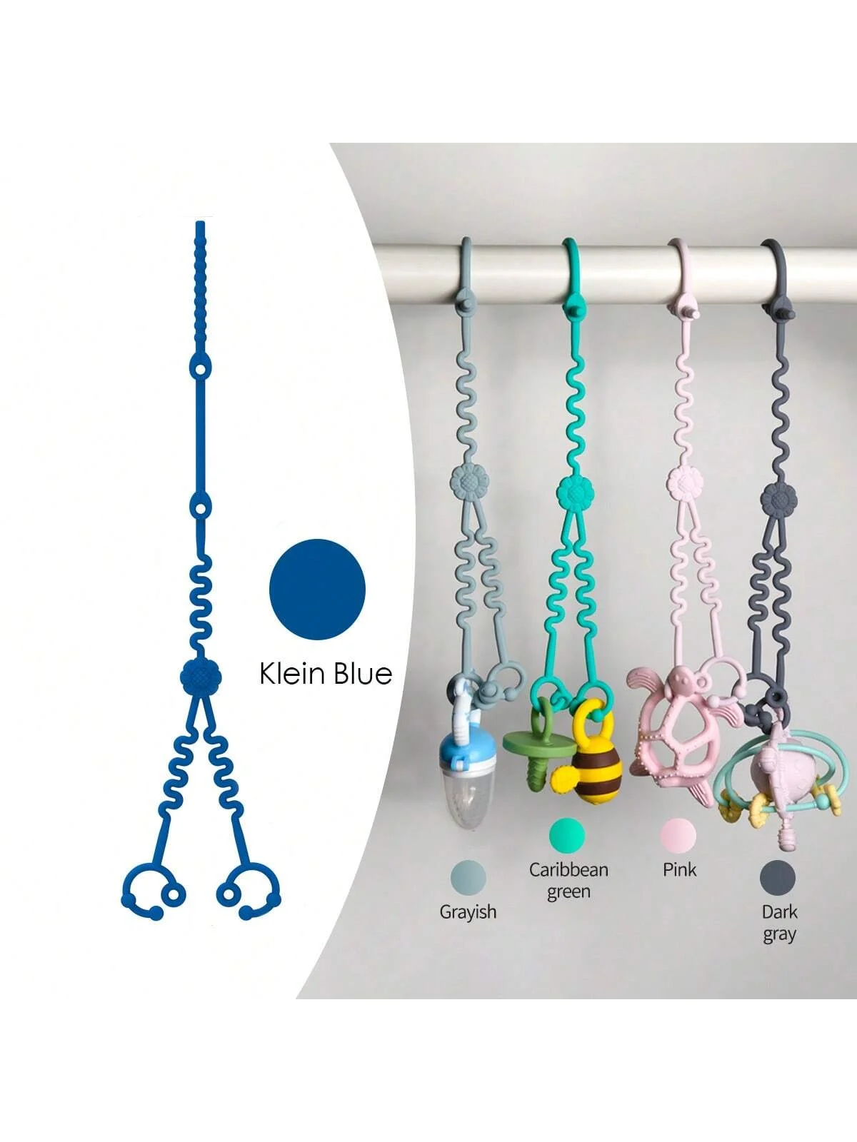 Silicone Toy Safety Straps for Stroller Dual Head Leaf Buckle Anti-Drop Pacifier Clip Adjustable Sippy Cup Tether Food Grade