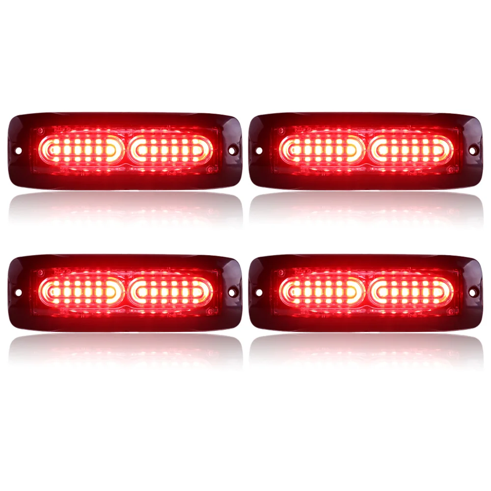 

4PCS LED12P Strobe Car Universal Lights Amber Ultra Slim Flashing Emergency Lights for Strobe Vehicles Waterproof Kit 12-24V