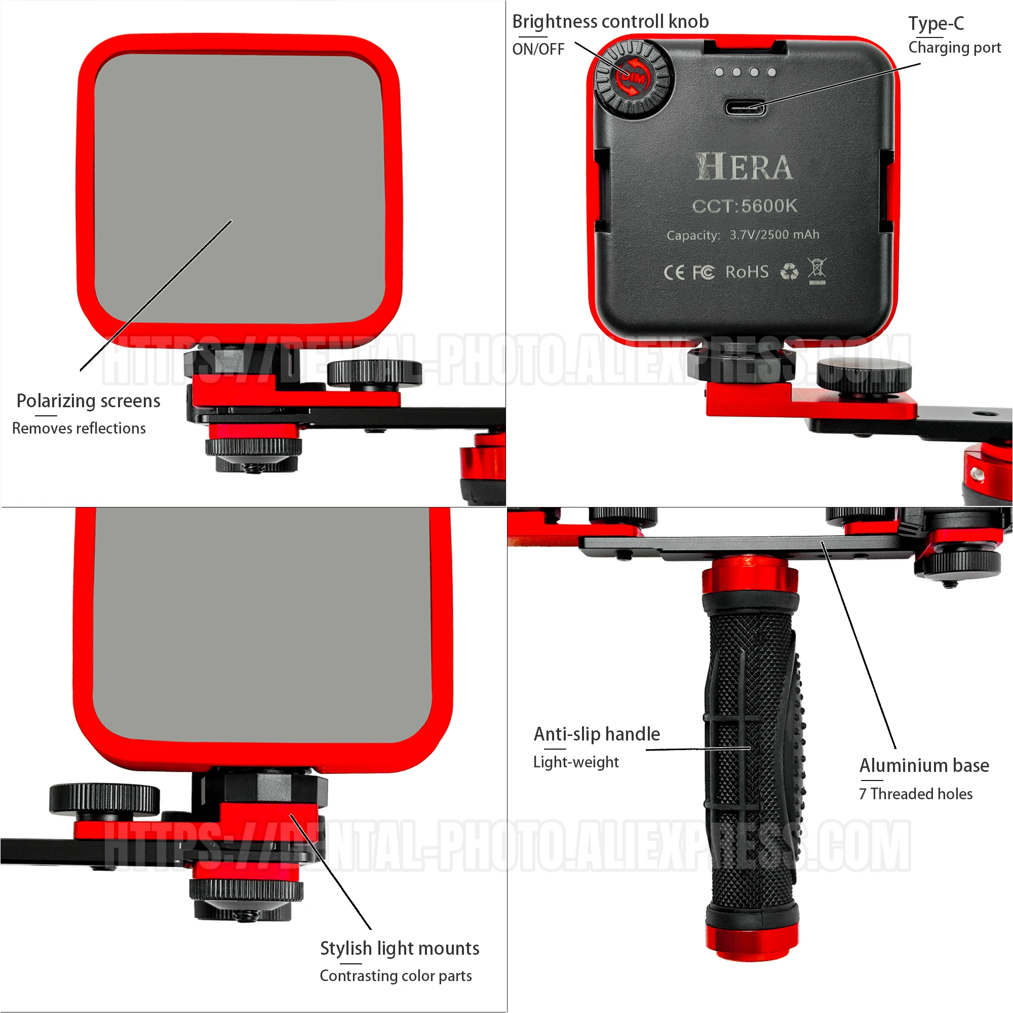 HERA MK-016 Phone Photography Light For Cellphone. LED For Photos And Videos. Polarized And Macro Photos For Smartphone