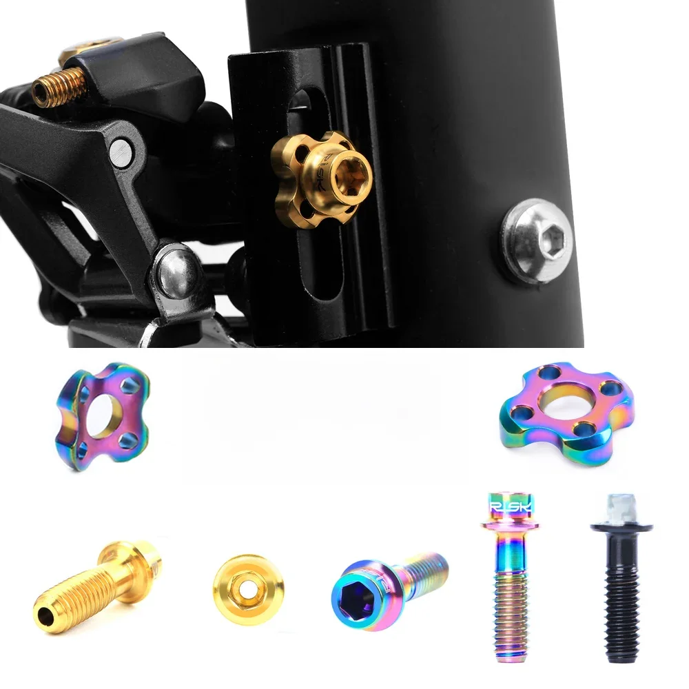 AliExpress NONE RISK M5 Ultralight Titanium Alloy Screw Transmission Concave Gasket Road Bike Front Derailleur Fixing Bolts Washer GR5 Spacer