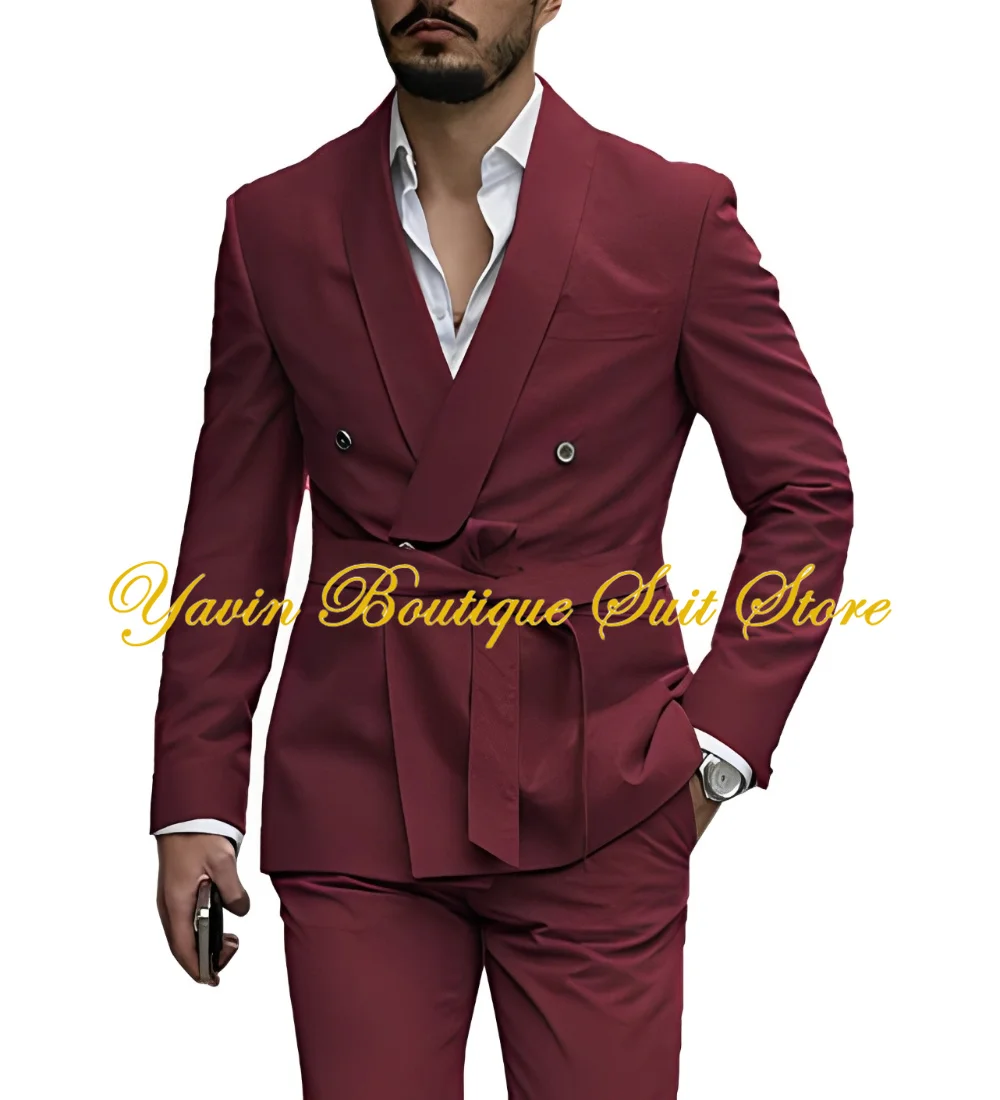 Formal Men's Suit 2 Pieces Fashion Suit for Man Slim Fit Jacket Pants Set Handsome Wedding Groom Tuxedo