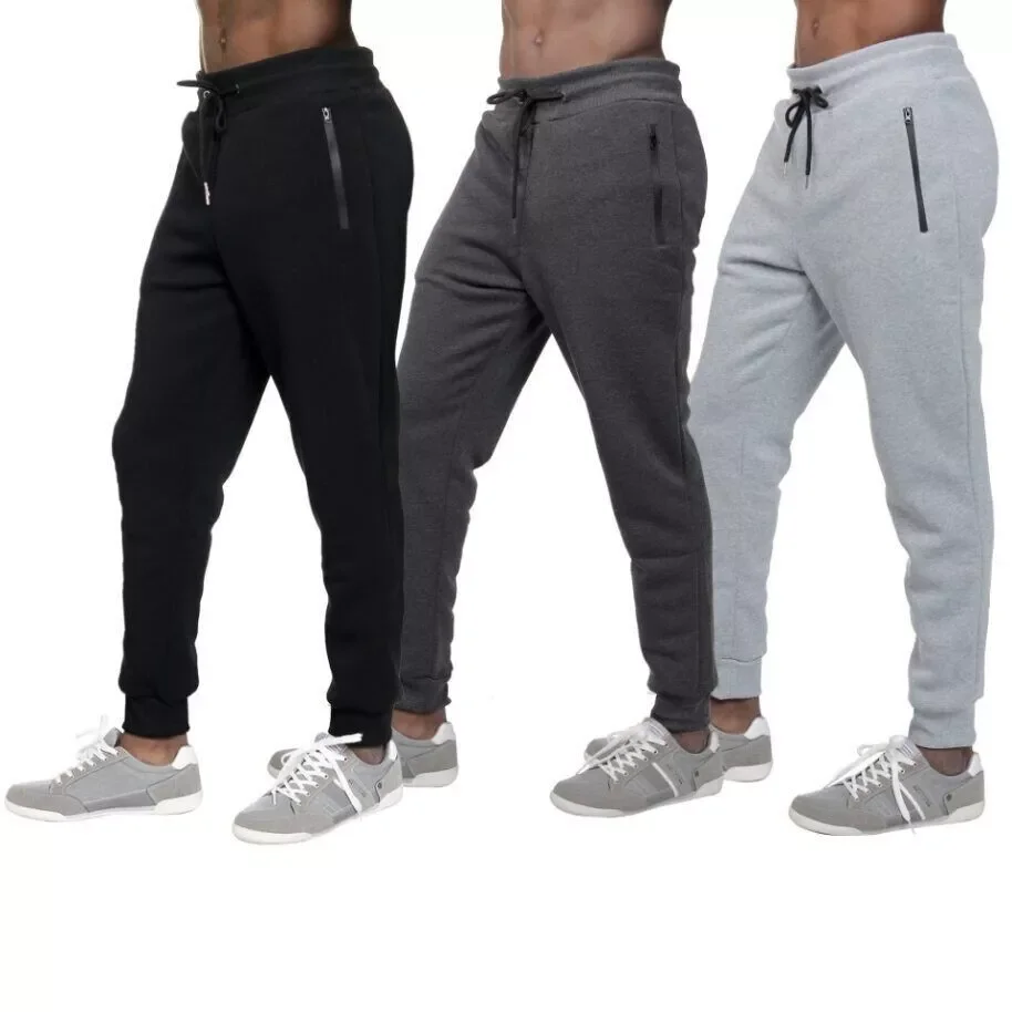 3 PACK: Men's Fleece Lined Slim Fit Casual Tech Jogger Sweatpants Zipper Pockets for Casual Wear, Sports, and Loungewear S-3XL