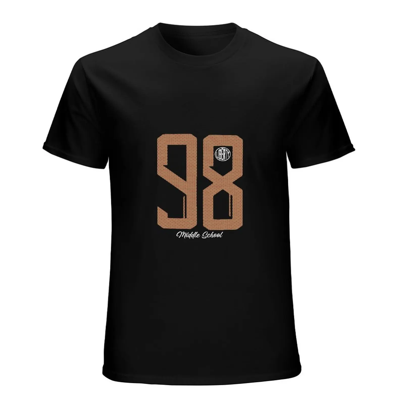 Brown Honeycomb Varsity 98 Middle School Cursive Font Black All-match Daily Tshirt