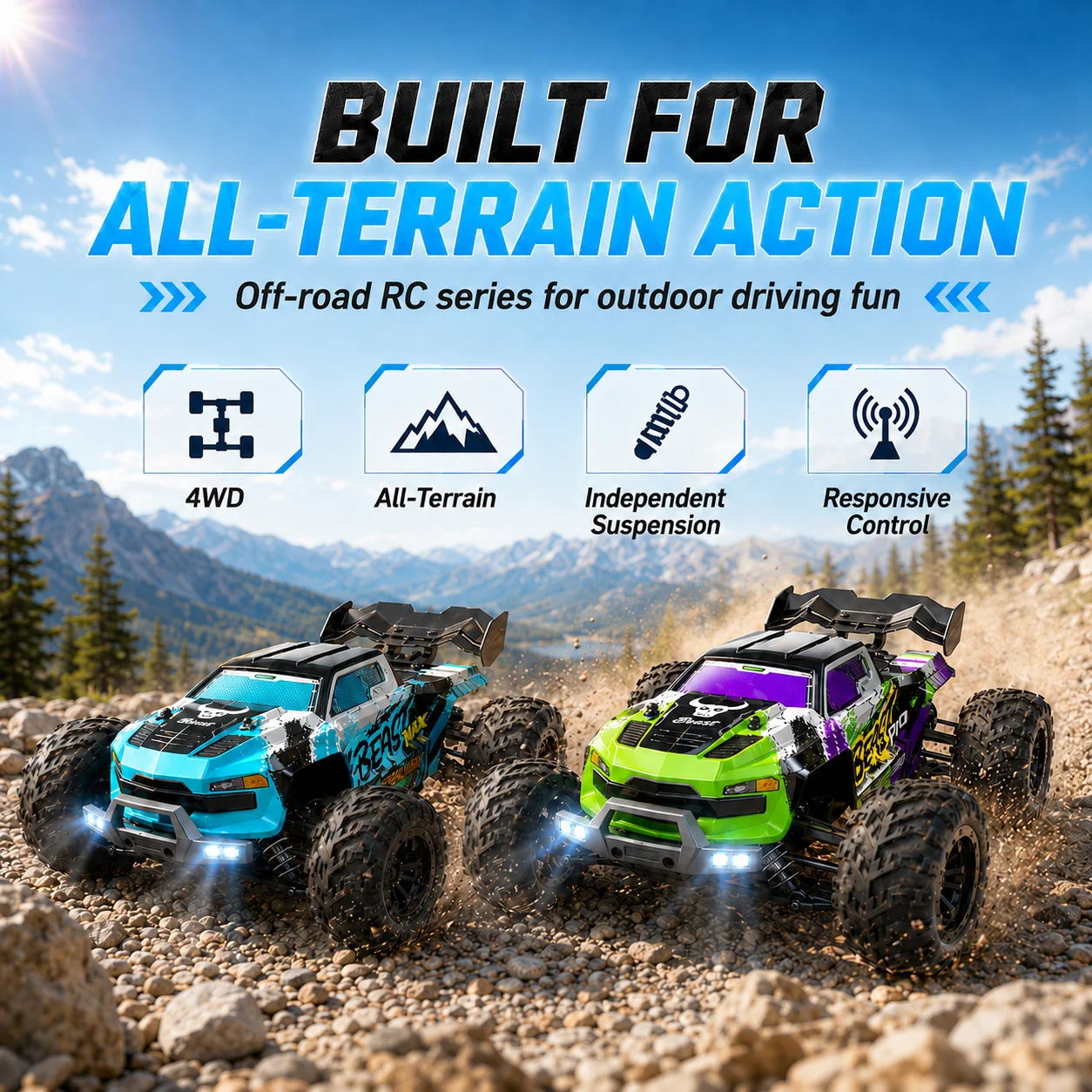 ZNLYRION RC Auto Geländewagen 4WD SG116MAX PRO 1:16 Bürstenlos 80KM/H Hochgeschwindigkeits-Monstertruck 2,4GHz Ferngesteuertes Auto mit LED-Licht für Kinder und Erwachsene