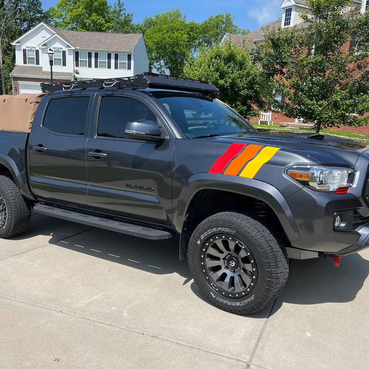 Car Sticker For Toyota Tacoma 4Runner Tundra Land Cruiser Sequoia Accessories Toyota Style Heritage Classic Retro Stripe Decals