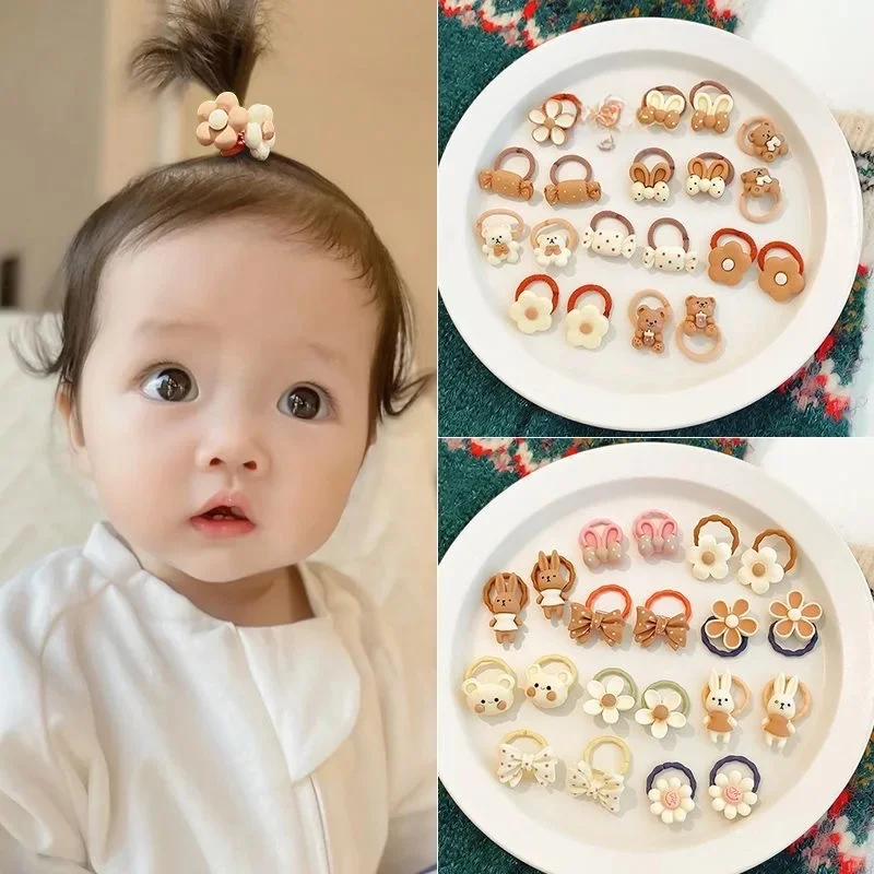 20 pièces accessoires de cheveux pour fille bandes de cheveux élastiques fleurs mignonnes Style anneau de cheveux enfants fête d'anniversaire coiffure chapeaux