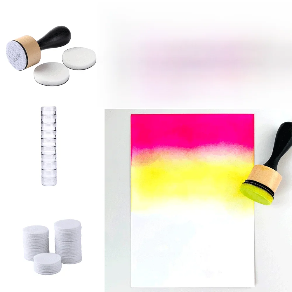 Ronde stapelbare potten Mini-inktmenggereedschappen Mengen Ronde/koepelschuim Spons Inkten toepassen Geschikt voor schilderen en poetsen Kaart - afbeelding 2
