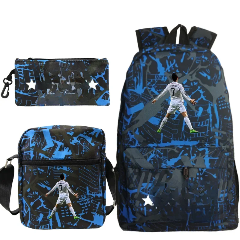 Nouveau 3 pièces CR7 sacs à dos Style Simple léger garçons filles sacs d'école capacité adolescents sac à dos pour ordinateur portable femmes hommes voyage Mochilas