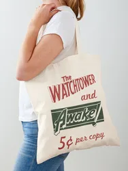 WATCHTOWER & AWAKE! VINTAGE MESSENGER BAG Tote Bag For Women Reuseable Canvas For Girl Fashion Shopping Grocery For Female