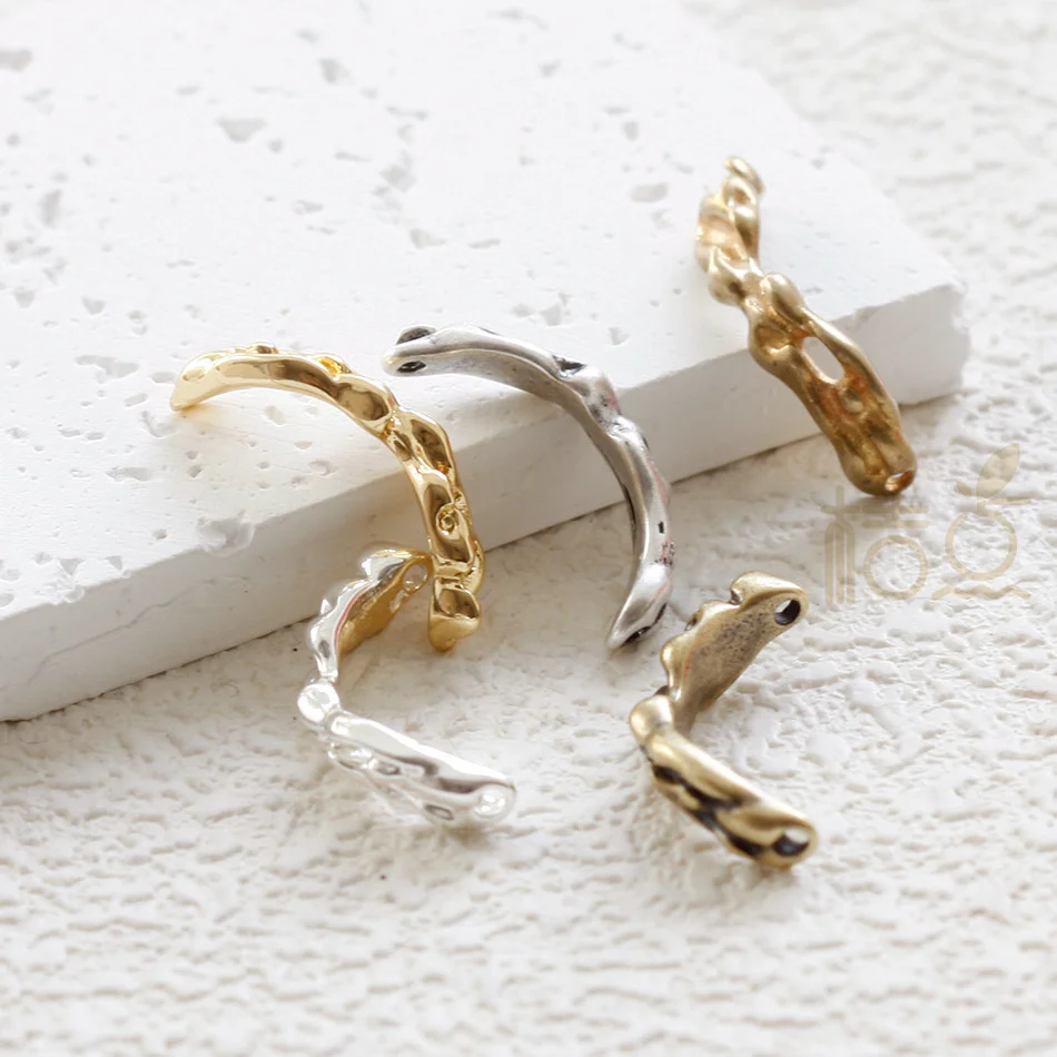DIY Supply-Premium Plated Solid Brass Charm - Textured C 20x8.5mm (4907C-6)