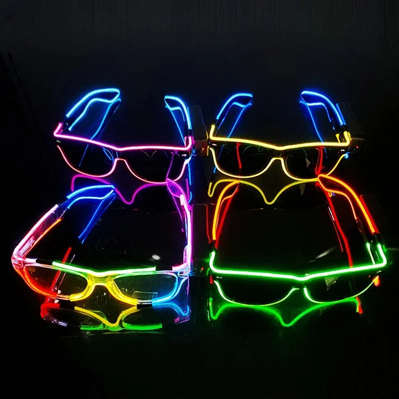 Bezprzewodowe okulary LED Party Light up Glasses Neon Party Flashing Glasses EL Wire Glowing Glow Sunglasses Bright Light Supplies — zdjęcie 2