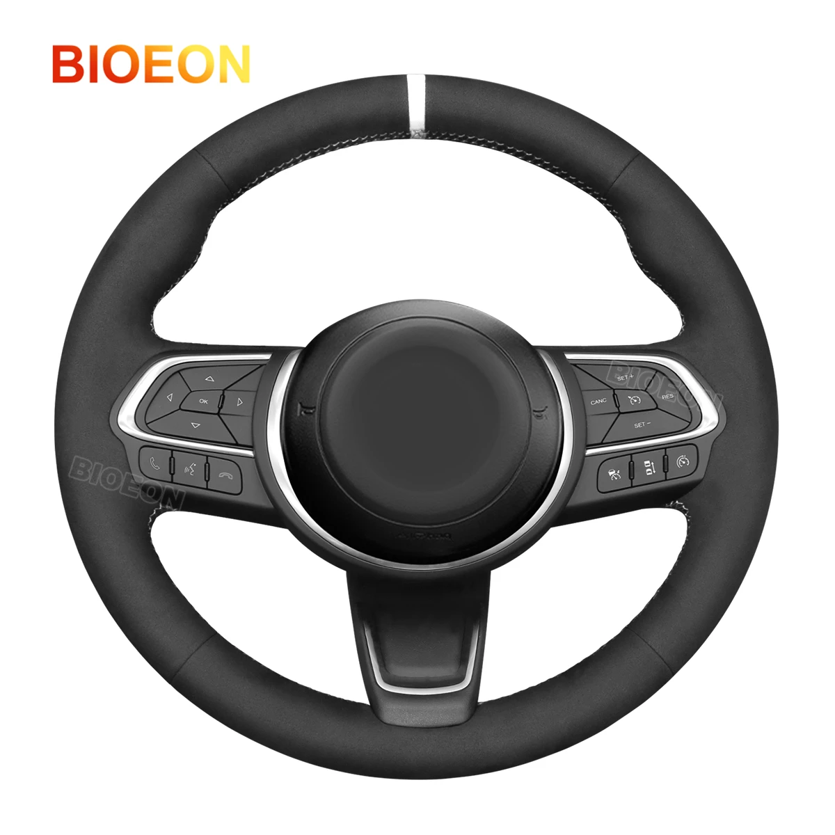 

Bioeon Black Synthetic Suede Car Steering Wheel Cover for Fiat 500X 2022-2024