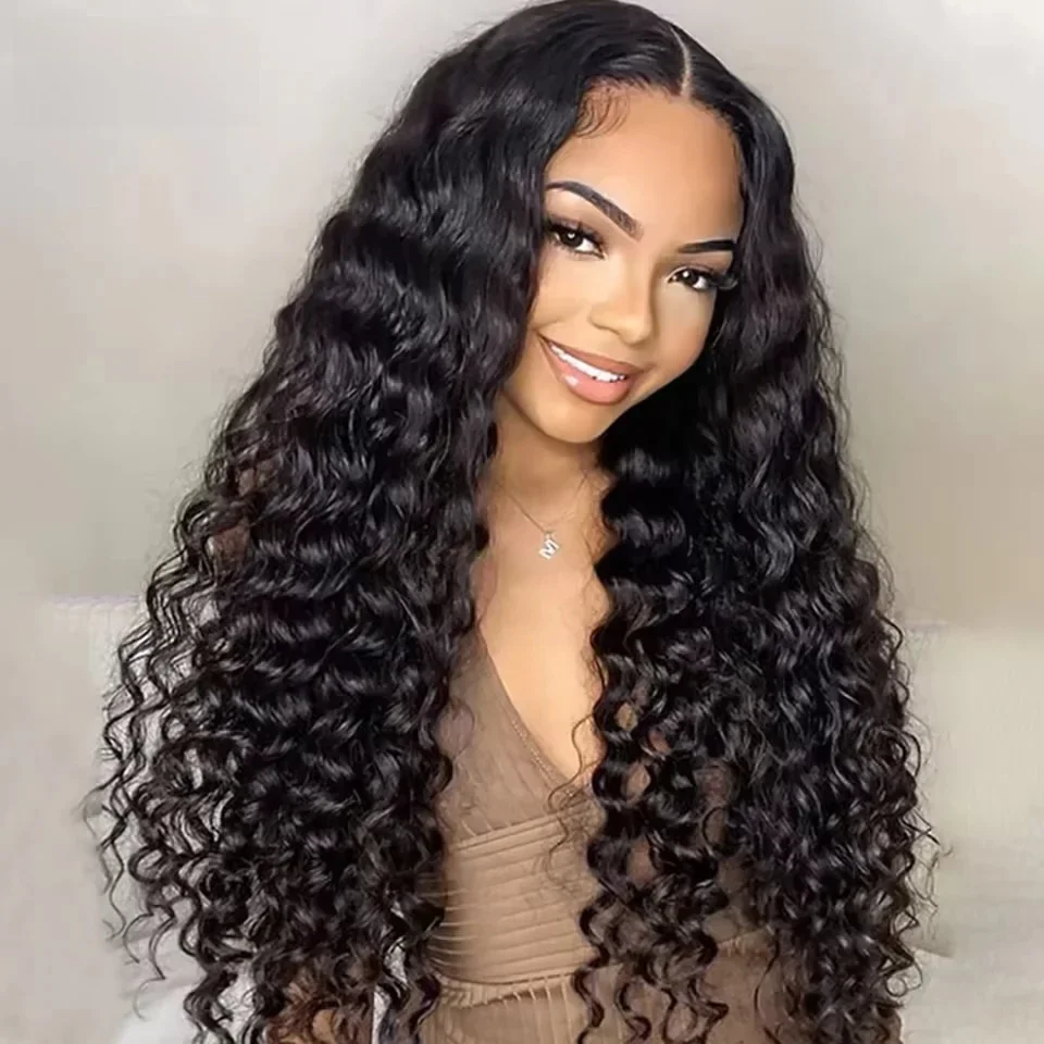 Wear And Go Pre Cut Preplucked Lijmloze Pruik ISEE Haar Diepe Golf Kant Voor Menselijk Haar Pruik HD Transparante Vetersluiting Krullende Pruiken - afbeelding 2