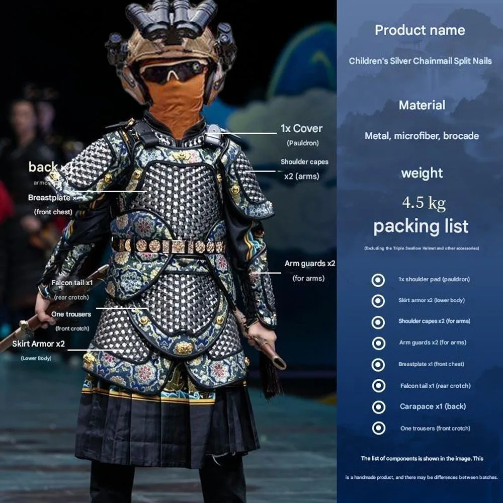 Tactical Child Dragon Scale Armor Complete Set with Straight Body Armor Shoulder Arm Protector Medieval Knight Samurai Protector