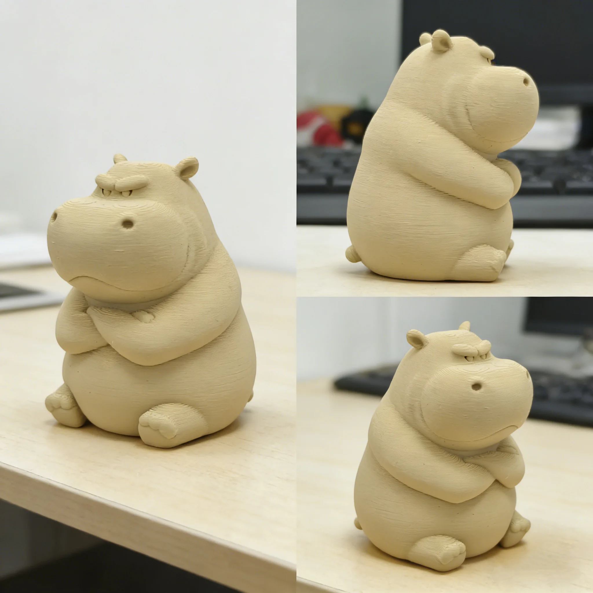 Angry Hippo Figurine, Cute Grumpy Hippo Statue, Funny Desk Ornament, Aesthetic Home Decor for Bookshelf Office, Hippo Lover Gift