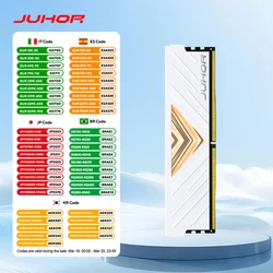 JUHOR DDR5 RAM 16GB 32GB 5600MHz 6000MHz 6400MHz 6800MHz 7200MHz Memoria desktop da gioco per computer fai da te