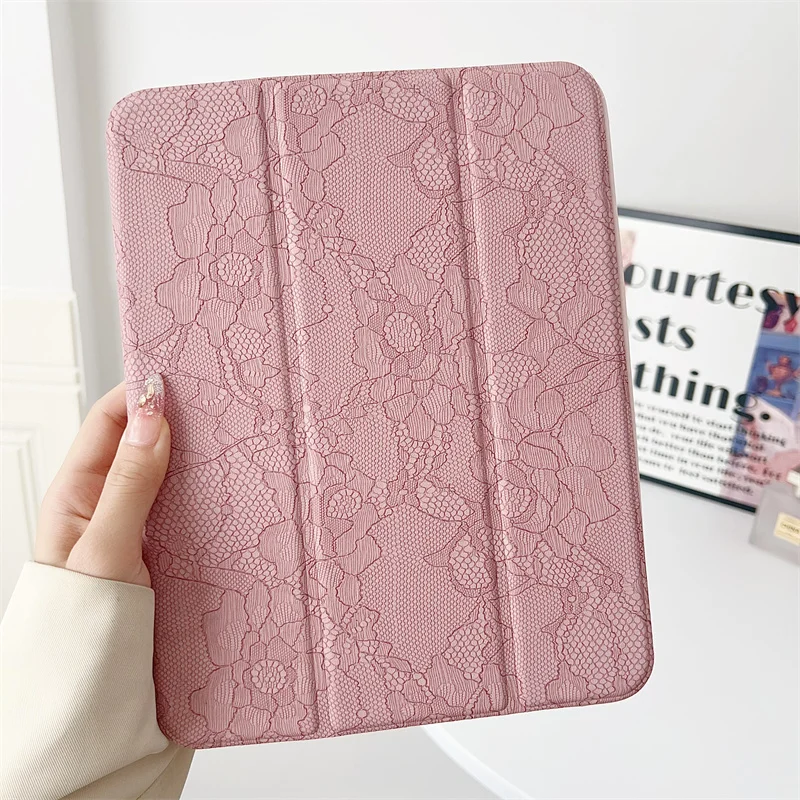 Embossed Flower Tablet Case For iPad Pro 11 inch Air 2024 iPad Air 5/4 10.9 10 5/6/7/8 10.2 9.7 inch Air3 10.5 mini 6/5/4 Cover