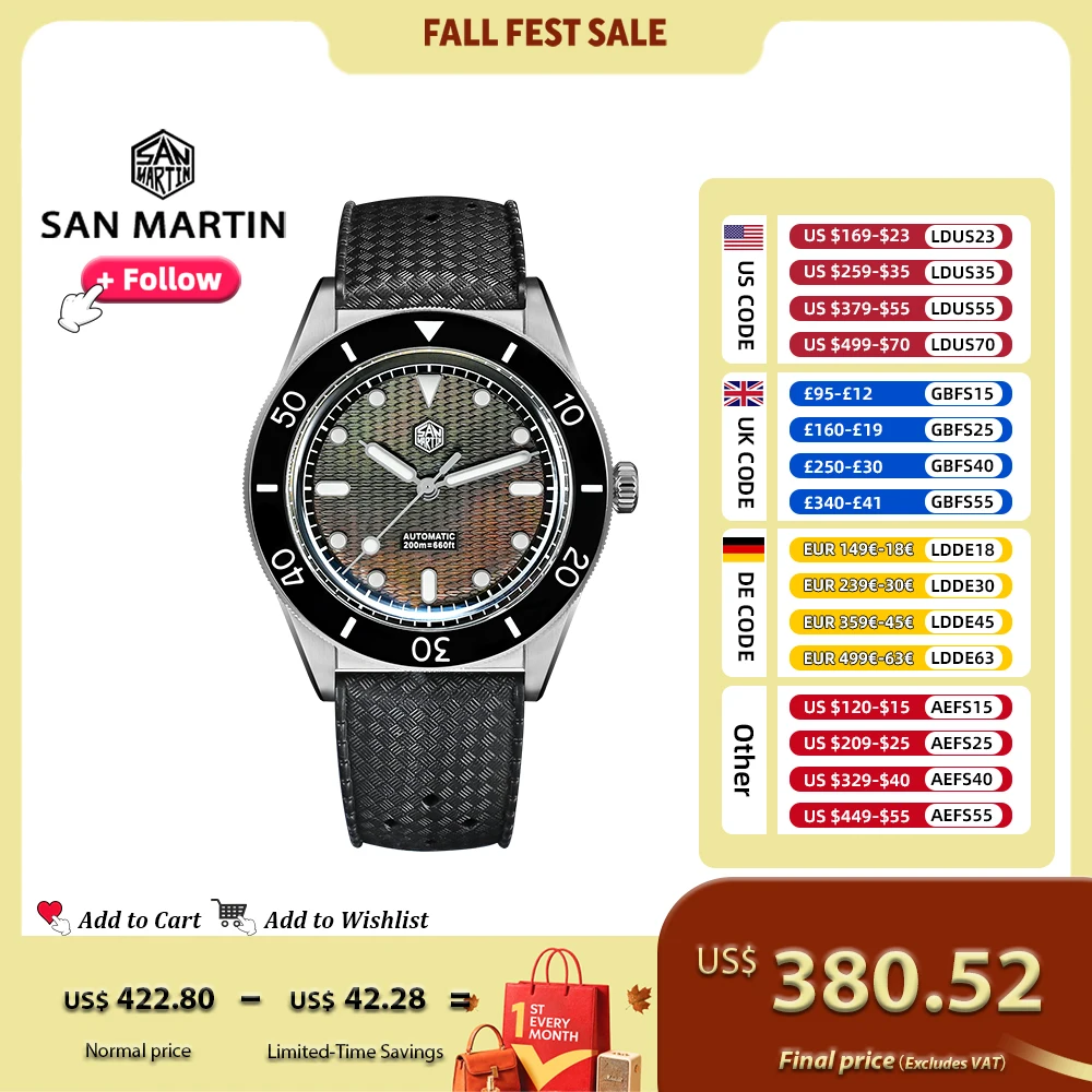 Guilloché Dial Watch - San Martin 39mm Diver Watch Miyota