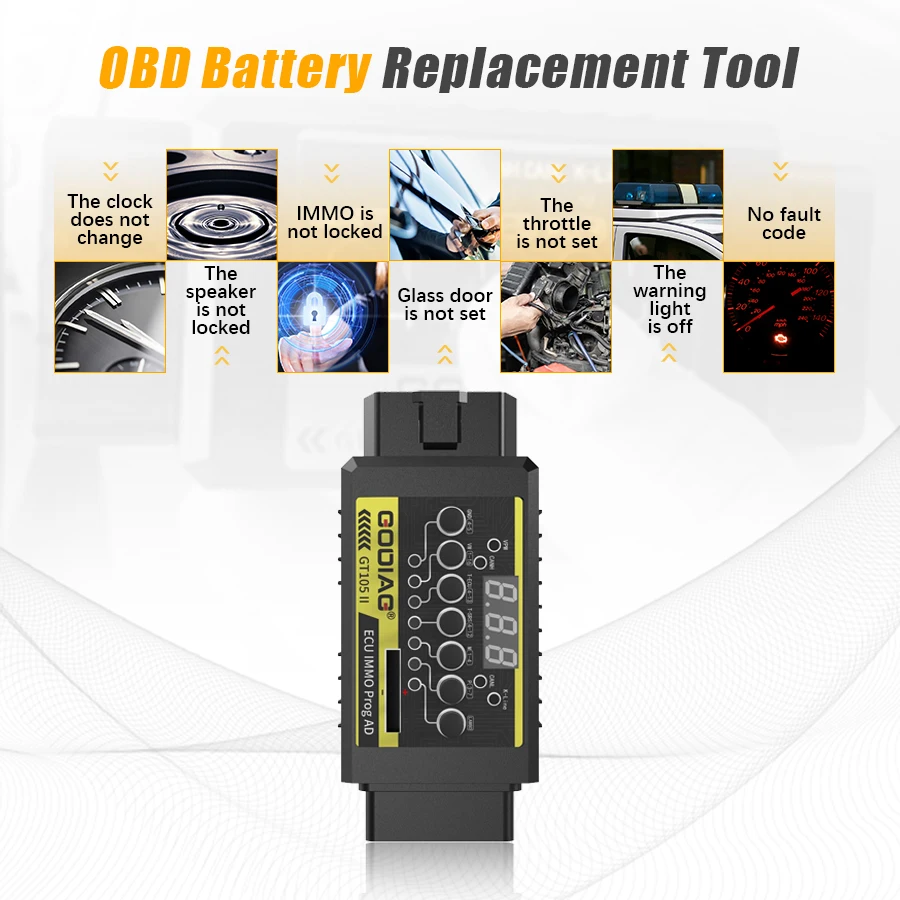 GODIAG GT105 II ECU IMMO Prog AD OBD II 브레이크 아웃 박스 GT105 ECU 커넥터, 단락 OBD2 자동차 배터리로부터 전원 공급