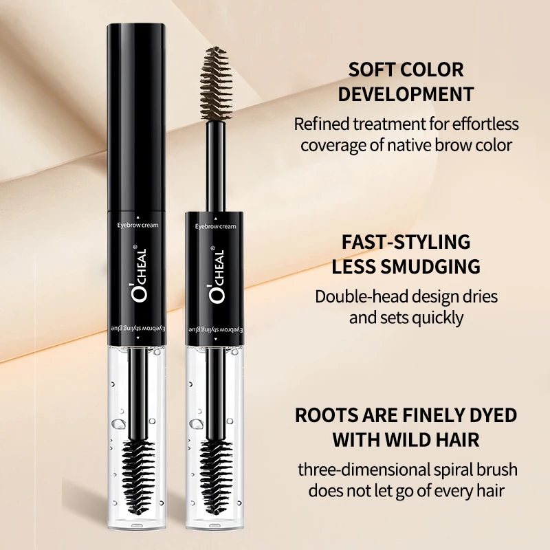 O'cheal 2 In 1 Mascara Double Head Black Curled Lashes Mascara Eyebrow Styling 3D Feathery Wild Brow Wax Eyebrows Brush Mascara