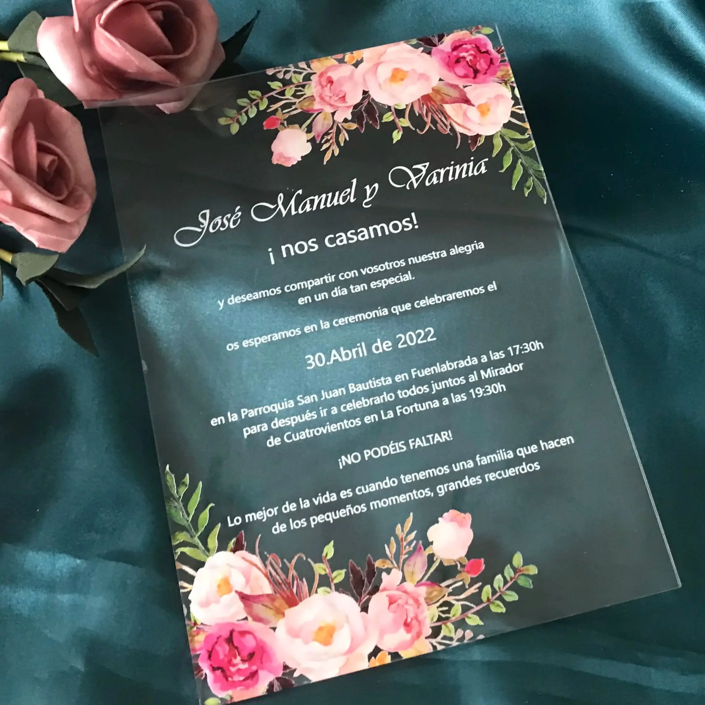 

Custom Acrylic Ceremony Invitations,Wedding Invitations,Bride Shower Invite,Party Favor Decoration, Rose,Peony,Pink,Blush, 10Pcs