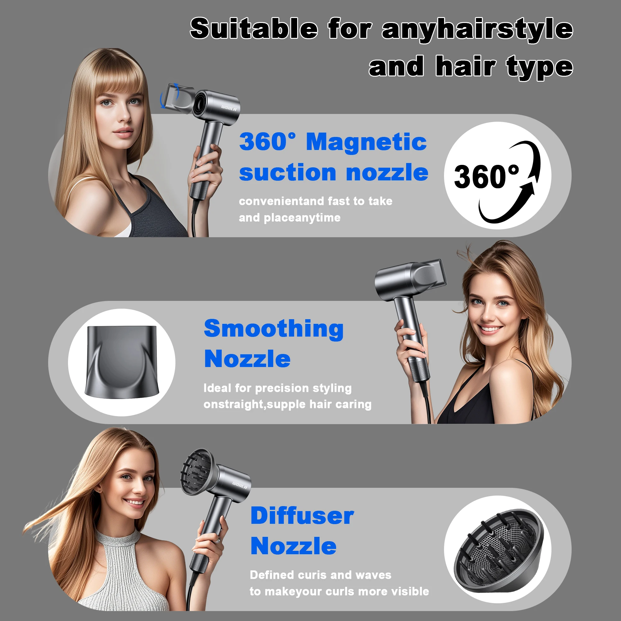 Speed 36m/s Super Hair Dryer Leafless Hairdryer Personal Hair Care Styling Negative Ion Tool Constant Anion Electric Hair Dryers