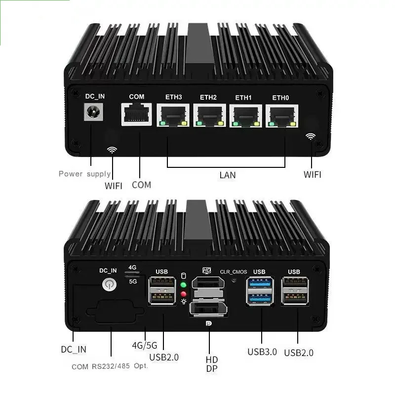 2025 Fanless Mini PC N150 4x2.5G LAN DDR5 NVMe HDMI2.0 DP AES-NI PfSense OPNsense Firewall Soft Router