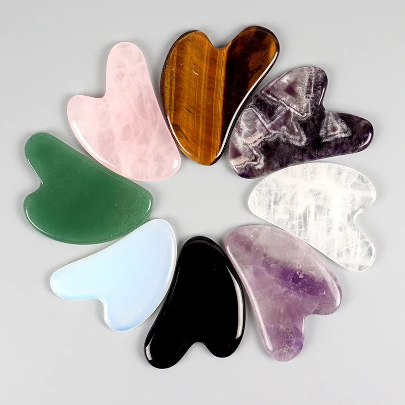 Serce Guasha Stone Face Rose Quartz Jade Massage Tool Chin Nose Lifting Firming Scraping Board Massage Facial Health Care Skin — zdjęcie 2
