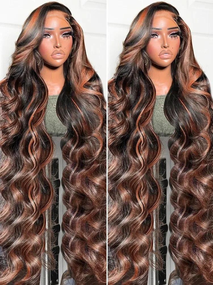 

YKB Ombre Highlight 13x6 HD Lace Front Wigs Human Hair 1B/30 Black Brown Body Wave Wig 13x4 Transparent Lace Brazilian For Women