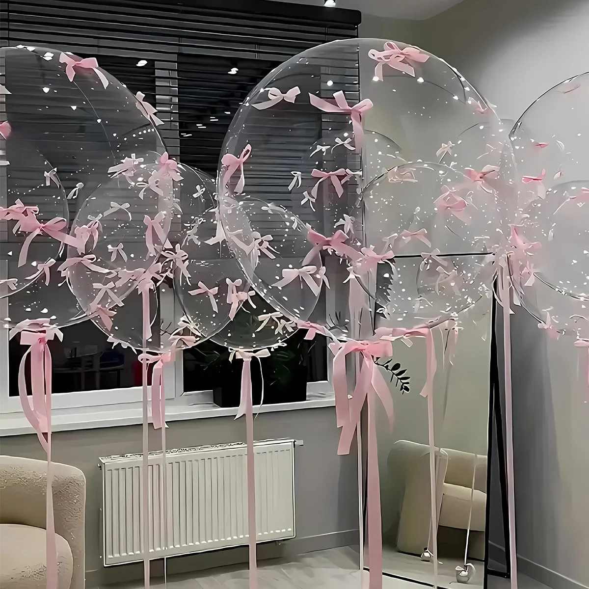 Ensemble de ballons en latex transparents Bobball avec ruban rose, décoration de mariage, anniversaire de fille, fête de naissance, fournitures de fête