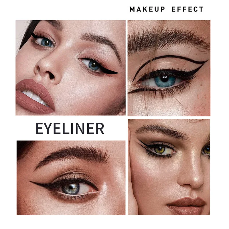 2 In1 Eyeliner Stamp Double-Headed Liquid Eye Liner Pen Waterproof Fast Dry Triangle Seal Eye Liner Long Lasting Eye Makeup Tool