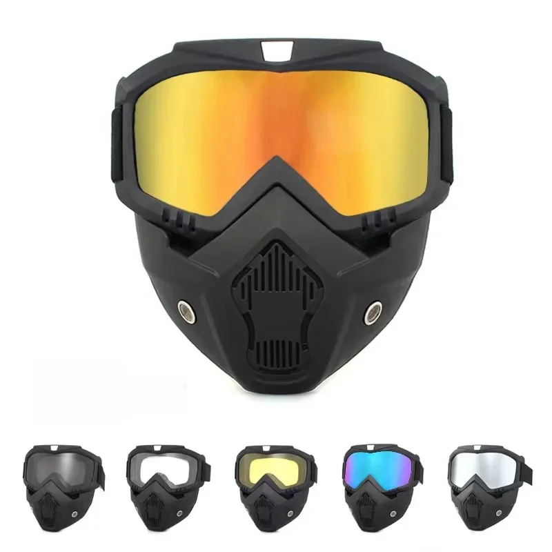 AliExpress NONE UV400 Protective Bicycle Motorcycle Helmet Mech Mask Motocross Sunglasses Windproof Riding Cycling Ski Goggles with Mouthpiece
