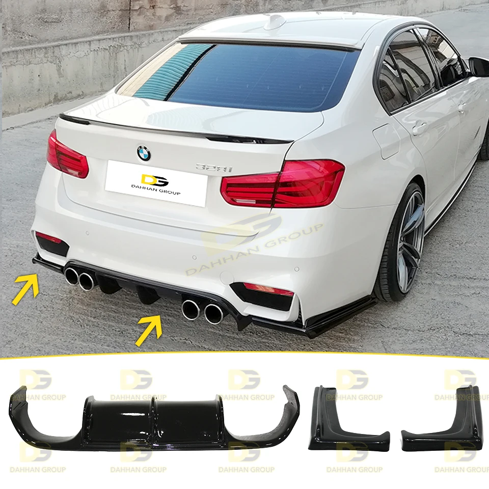 B.M.W 3 seria 2012 - 2018 F30 Vorsteiner Style tylny dyfuzor Spoiler skrzydło i tylna boczna klapa plastikowy fortepian czarny błyszczący zestaw M3