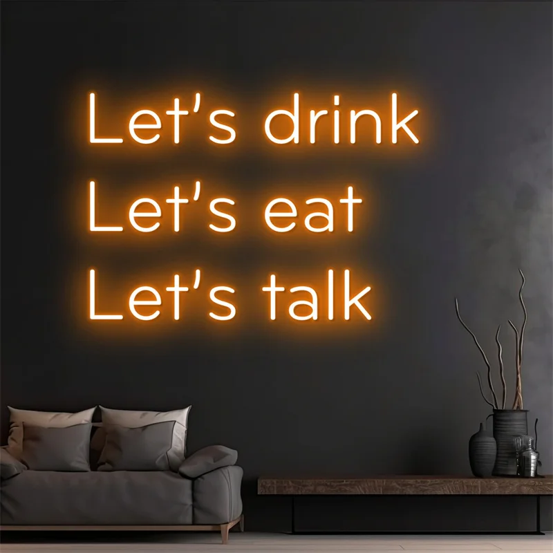 

Custom Let's Drink Let's Eat Let's Talk Neon Light, Quote Name Neon Sign, Restaurant Food Shop Led Light, Cafe Coffee Shop Sign