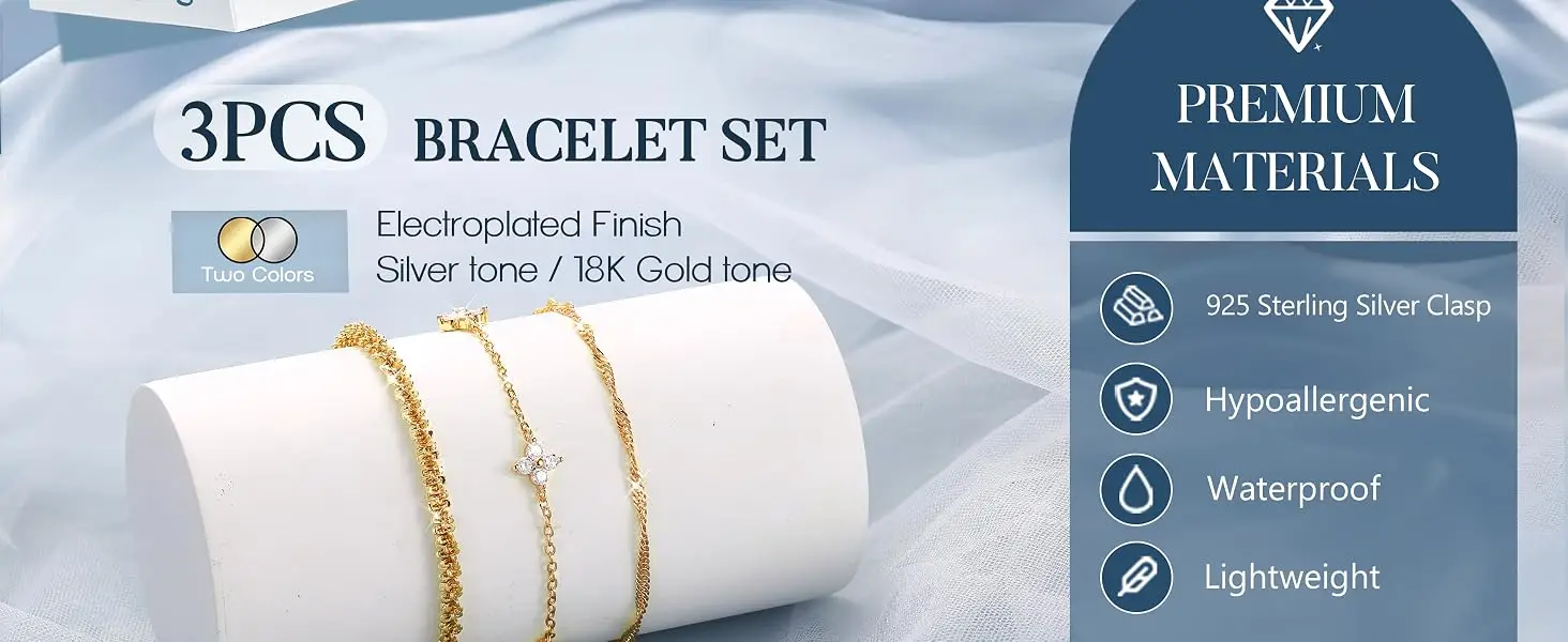 Delicate Layered Chain Bracelet Set — product information 3