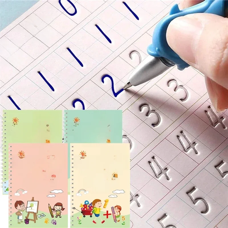 4 książki/zestaw angielski zatopiony magiczny zeszyt francuski książka śledzenia numerów niemiecka kaligrafia hiszpańska narzędzie do pisania wielokrotnego użytku — zdjęcie produktu 7