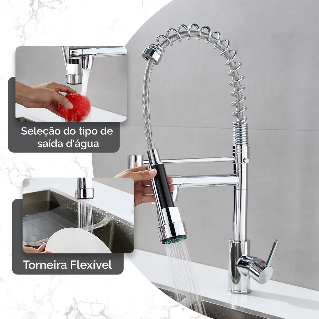 Torneira Cozinha Gourmet Monocomando com pulverizador removibel de Mesa /Em paredes #5