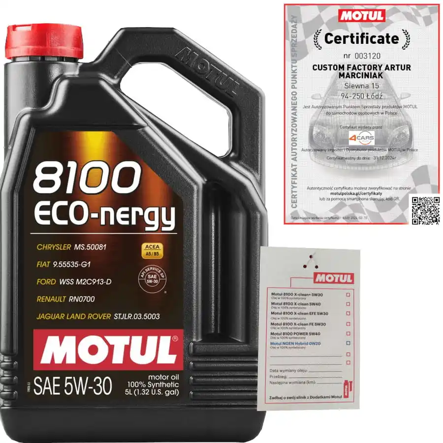 MOTUL 8100 ECO-NERGY 5W30 A5/B5 5L RN0700 FORD WSS-M2C913-D + SUSPENSION