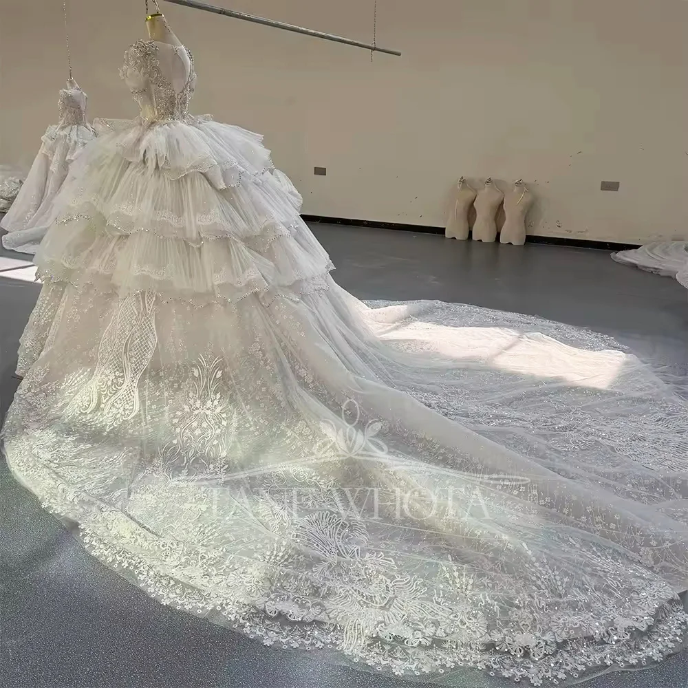 Vestido De Novia Civil De manga corta con escote corazón, Vestido De Novia con cristales, Vestido De Novia con abertura en la espalda, Vestido De Novia De lujo