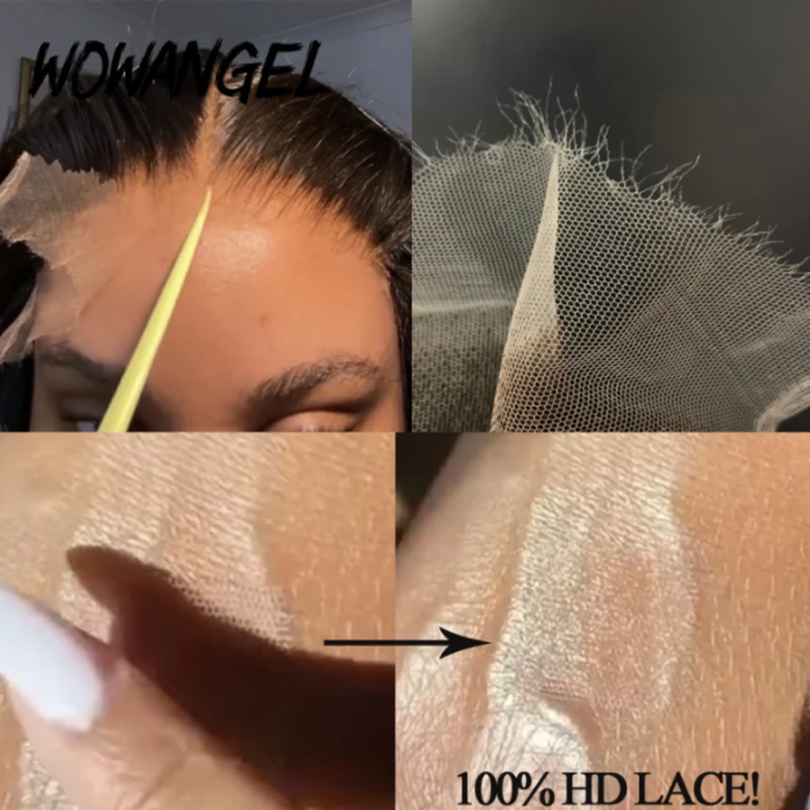 Wow Angel 7X7 6X6 5X5 HD Lace Closure Frontal Human Hair Straight Hair Melt Skins Pre Plucked HD Lace Closure Only Virgin Hair