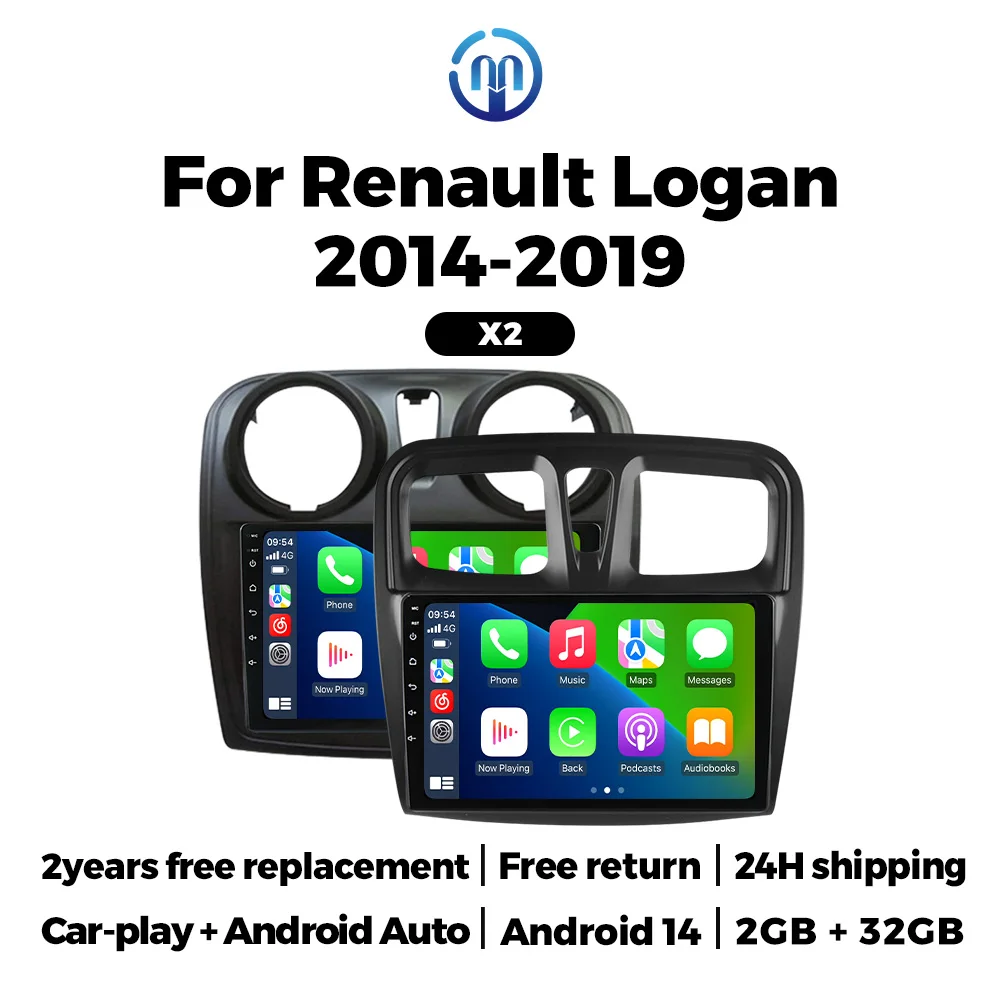 

Автомобильное FM-радио NAVIFLY для Renault Logan 2 Sandero 2 2014-2019, мультимедийные плееры, беспроводной Carplay, Android Auto, камера заднего вида, BT