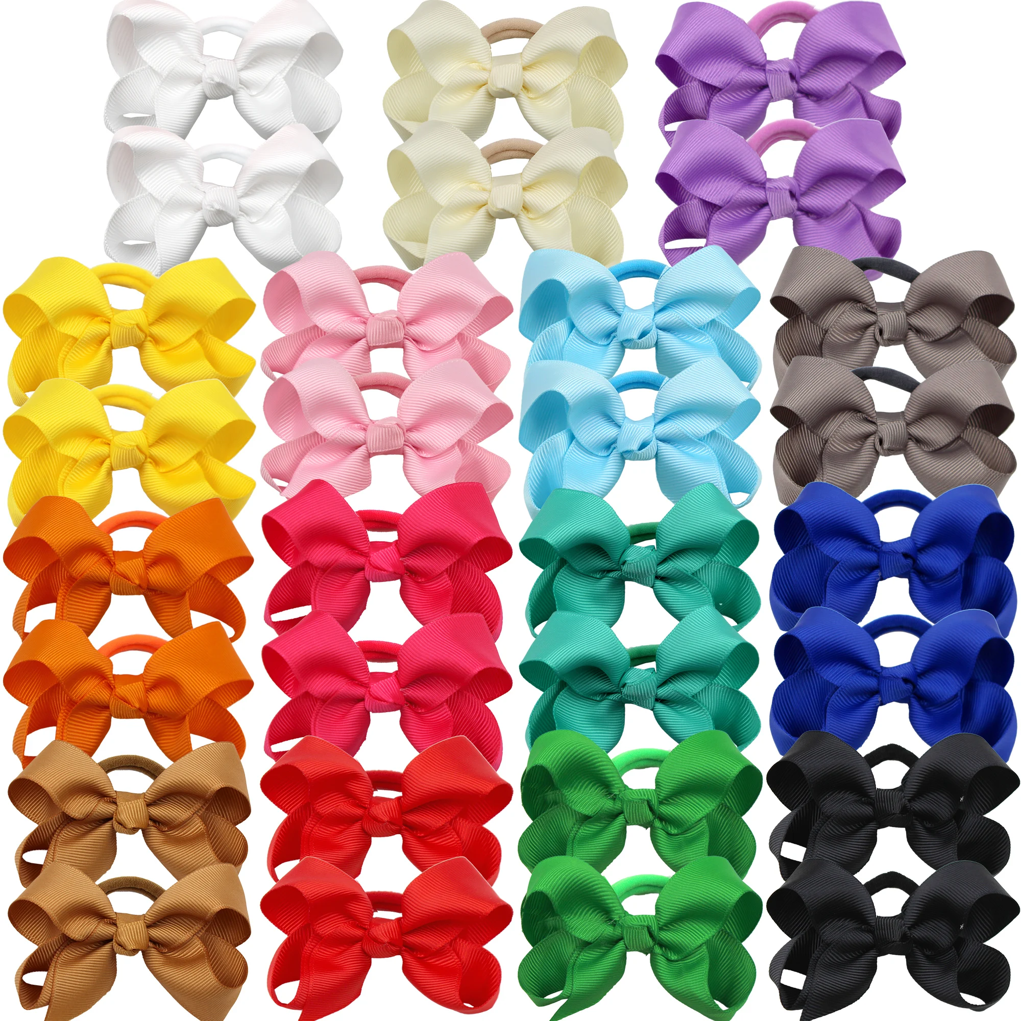 20PCS Boutique Hair Bows Elastic Ties Kids Children Rubber Bands Ponytail Holders Hair Bands For Baby Girls Gifts (Wholesale)