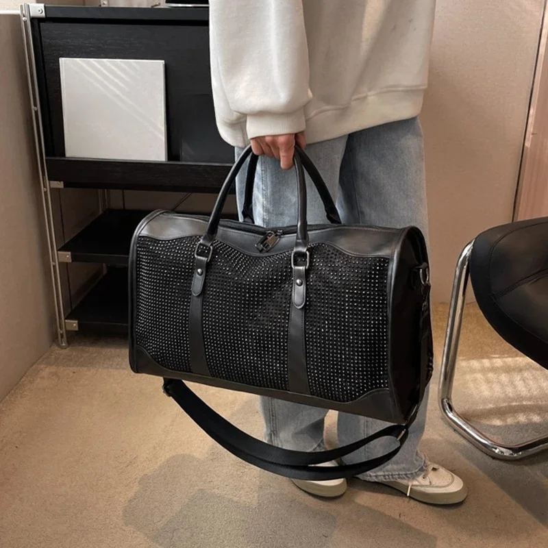 Cekinowa diamentowa torba marynarska o dużej pojemności damska dorywczo torebka w stylu koreańskim torba sportowa do fitnessu Crossbody torba podróżna na bagaż — zdjęcie 2